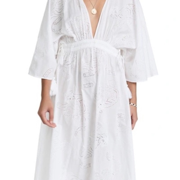 NWT SOLID & STRIPED Eyelet Tiger White Kaftan Cover-up Size Medium - Picture 4 of 7